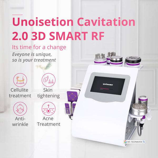 Unoisetion 9 In 1 Ultrasonic 40K Cavitation Rf Vacuum Microcurrent Lipo Laser Facial Care Machine for Spa Salon Studio Home Use | MS-76D2MAXSB