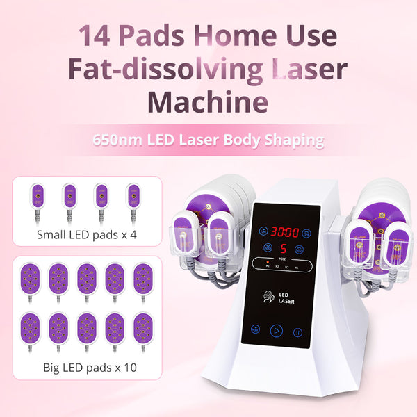 635NM 650NM LED Laser 5MW Lipo Laser Cellulite Removal Machine 14 Pads for Spa Salon Studio Home Use | LY-14101J