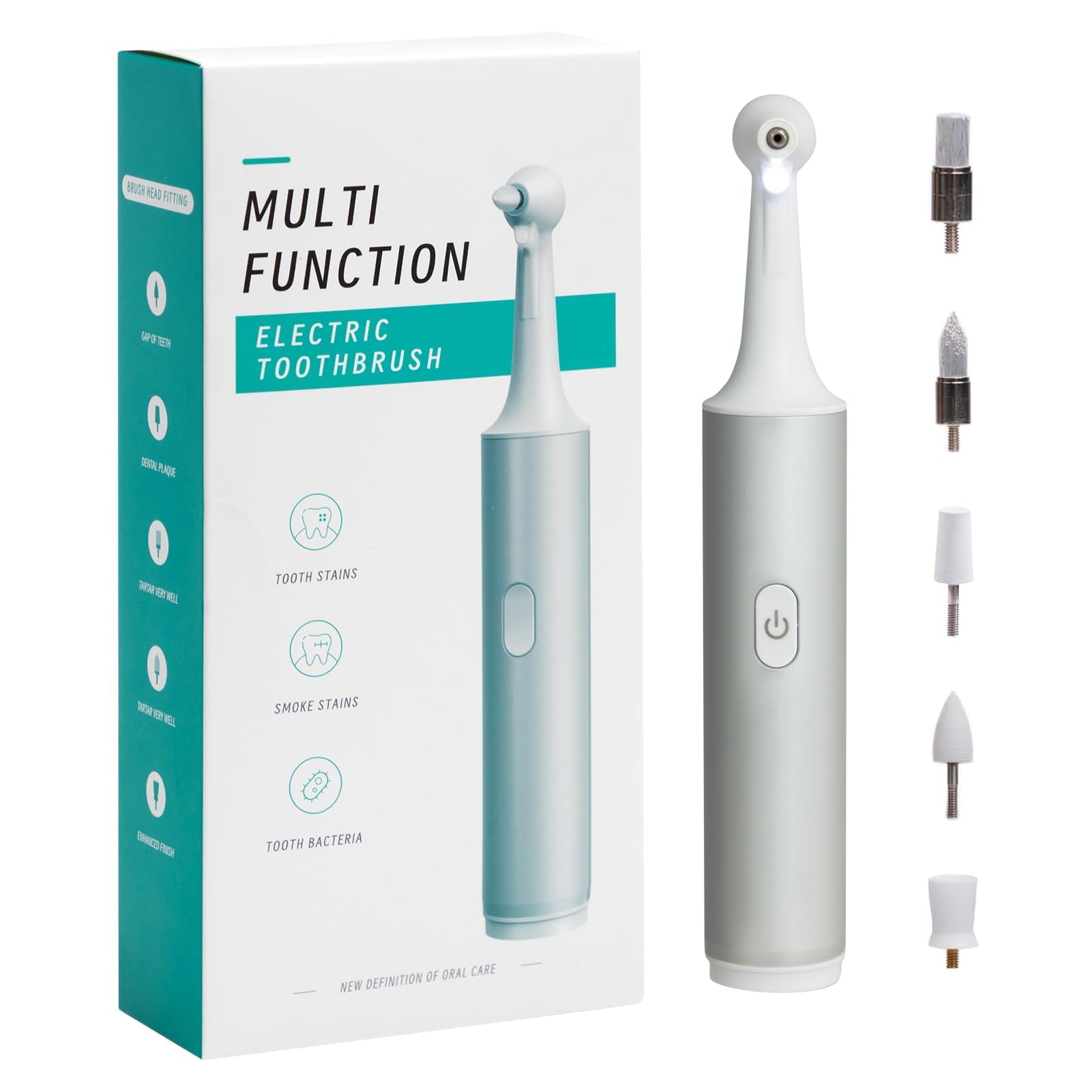 Suerbeaty Teeth Polisher, Rechargeable Teeth Cleaning & Whitening Kit, 5 Speed Modes, 5 Brush Heads, IPX6 Waterproof, Home Dental Care for Adults & Kids