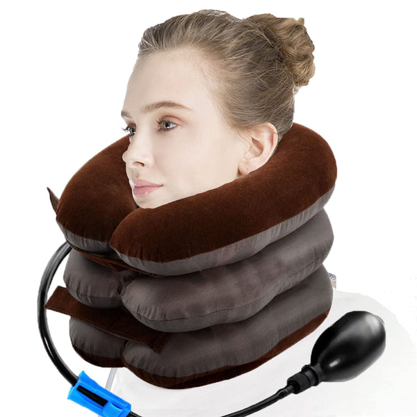 Suerbeaty Cervical Neck Traction Device for Neck Pain Relief, Adjustable Inflatable Neck Stretcher Neck Brace, Neck Traction Pillow for Use Neck Decompression and Neck Tension Relief