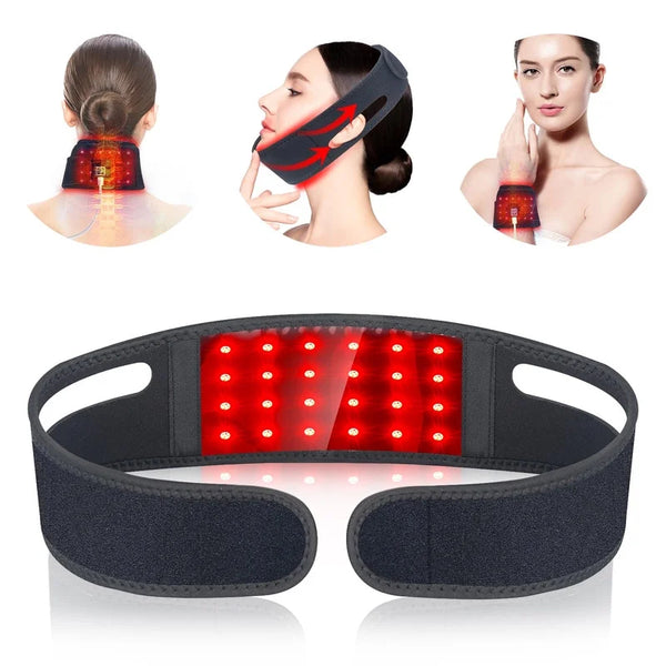 Suerbeaty Red Light Therapy for Neck, 660nm Red Light and 850nm Near Infrared Light Therapy Belt for Body Shoulder Chin Neck Hand Wrist with Timer Wearable Red Light Therapy Wrap Chin Strap Unisex LT-OL718