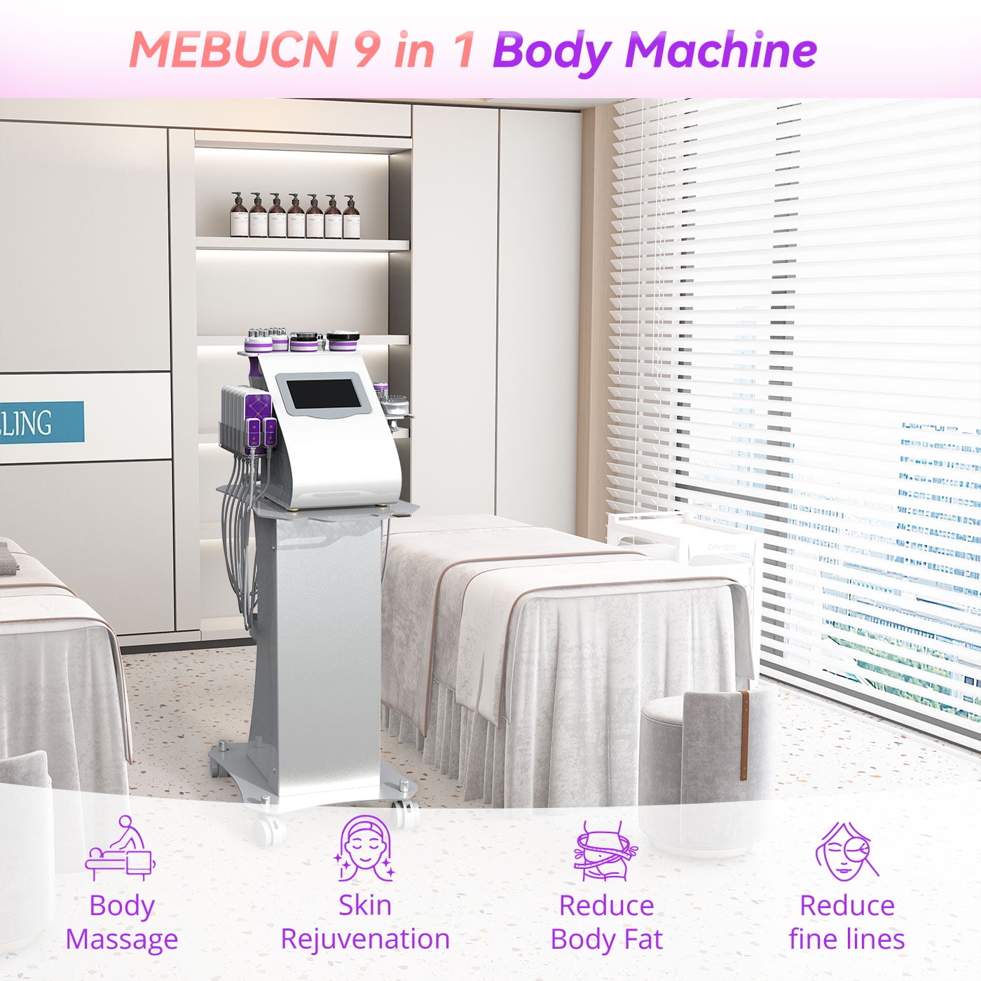 Suerbeaty 9 in 1 Cavitation Machine Body Machine Body Shaping Face Body Skin Care Massager for Salon,Spa,Home Use