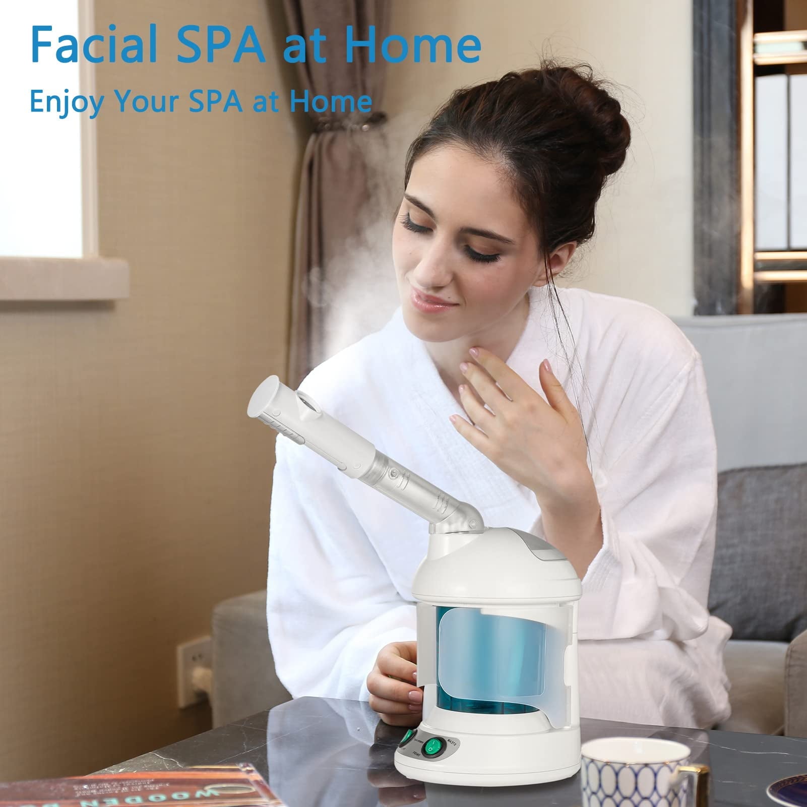 Facial Steamer Warm Mist Face Steamer Professional Hot Mist Moisturizing Nano Ionic Table Top Mini Steamer Spa 360° Rotatable Hydration System Sprayer Hydration Use at Home Sauna Spa or Salon