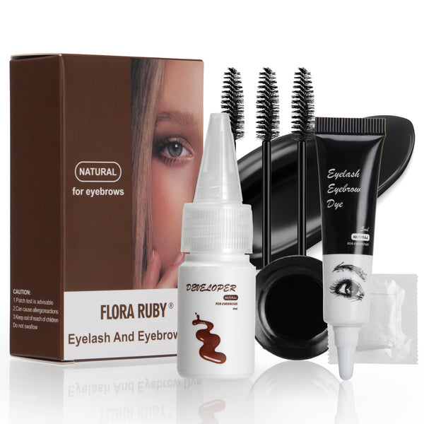 Ouwald Eyelash & Eyebrow Tint Kit, 2-in-1 Lash and Brow Color Kit, Eyebrow Tint and Lash Tint Kit, Easy At-Home Use, Natural Black Color