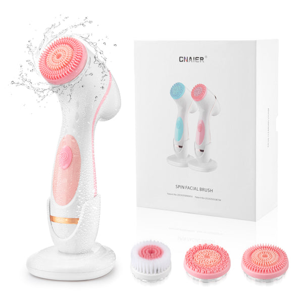 RUTAWZ 3-in-1 Electric Facial Cleansing Brush with 3 Brush Heads, Waterproof & Rechargeable for All Skin Types