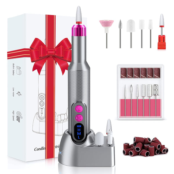 Nail Drill, Cordless Electric Nail File Kit for Acrylic & Gel Nails