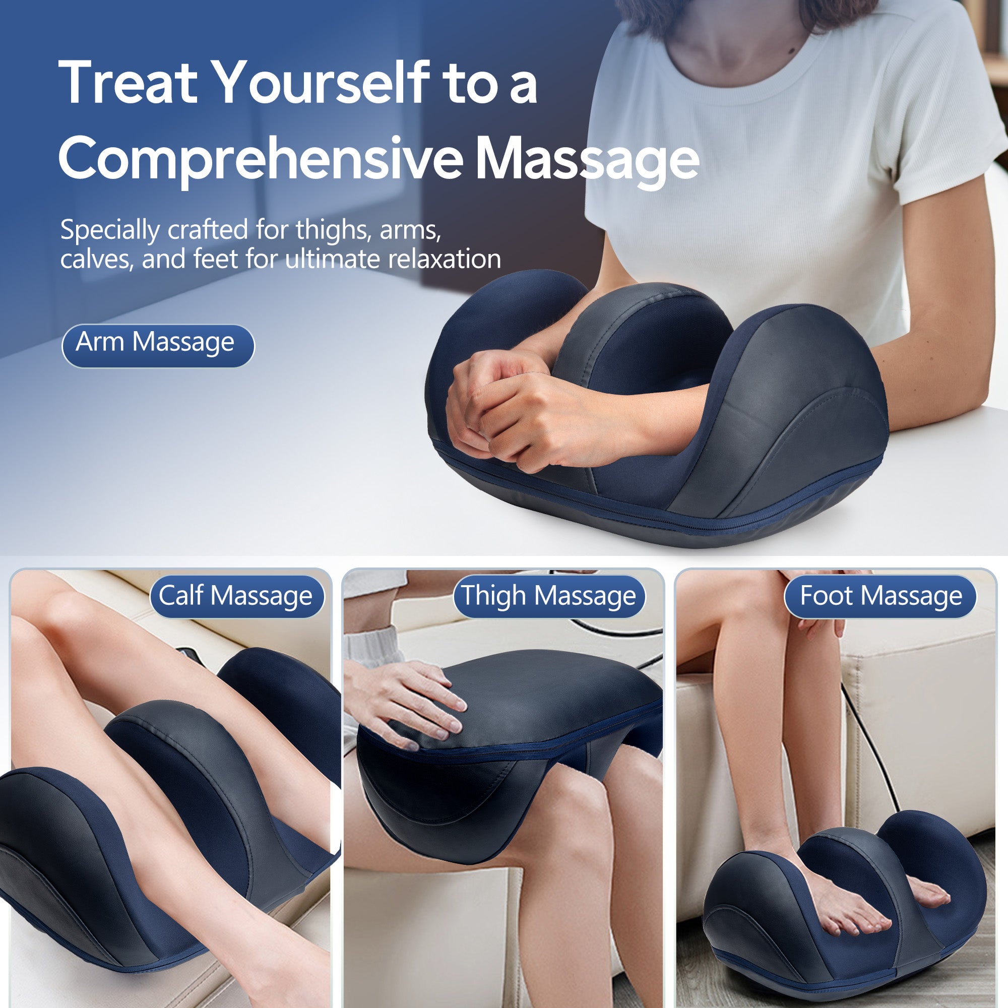 Suerbeaty Foot Massager with Heat for Foot Massage and Calf Massage, Deep Kneading Massage, Suitable for Home and Office, Holiday Gifts, Blue