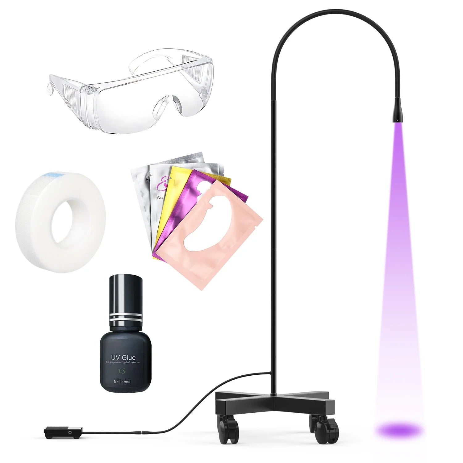 LED Lash Extension Lamp with Remote, Adjustable Gooseneck