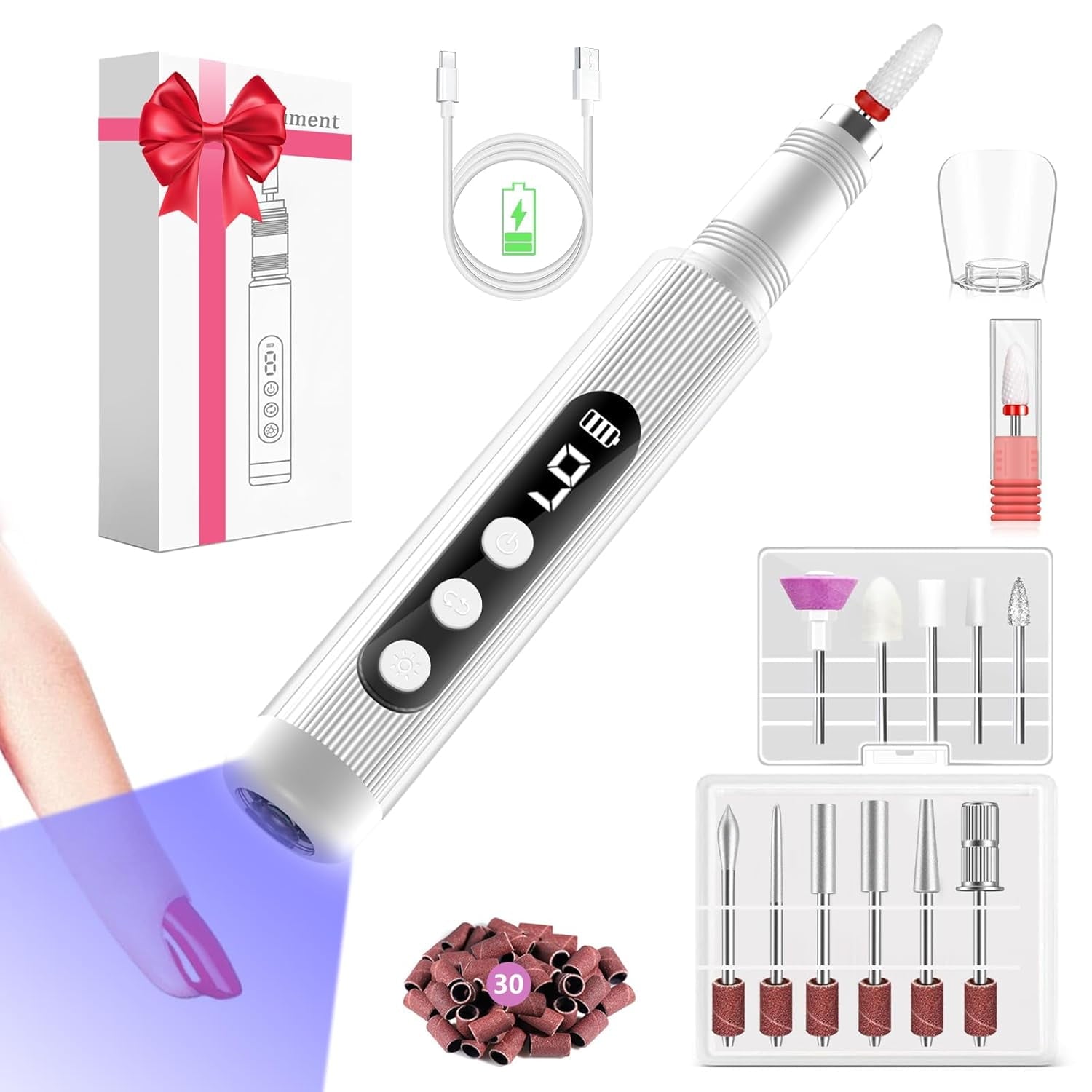 Electric Nail Drill Kit with UV Nail Lamp