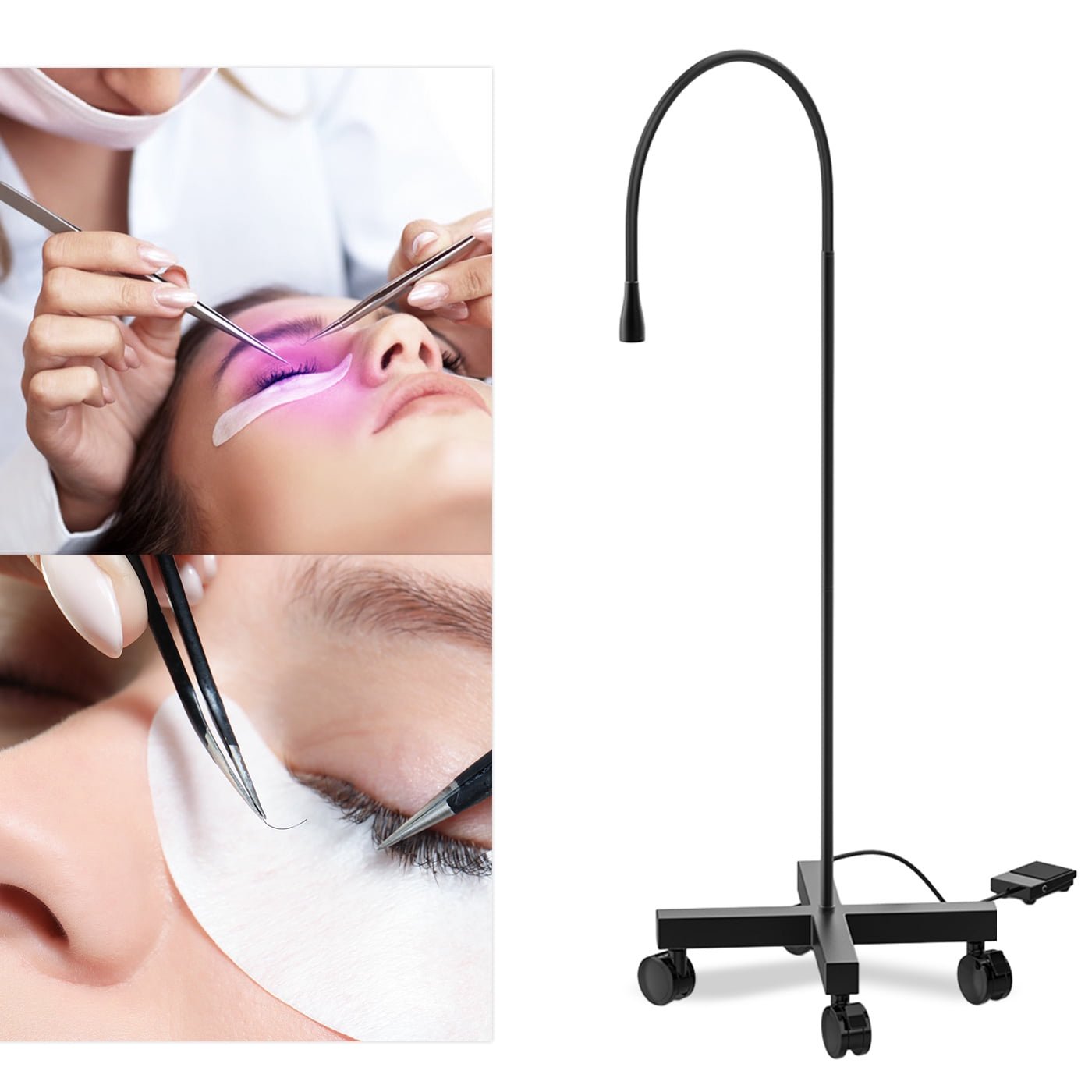 UV LED Lash Extension Lamp with Adjustable Gooseneck and Foot Pedal