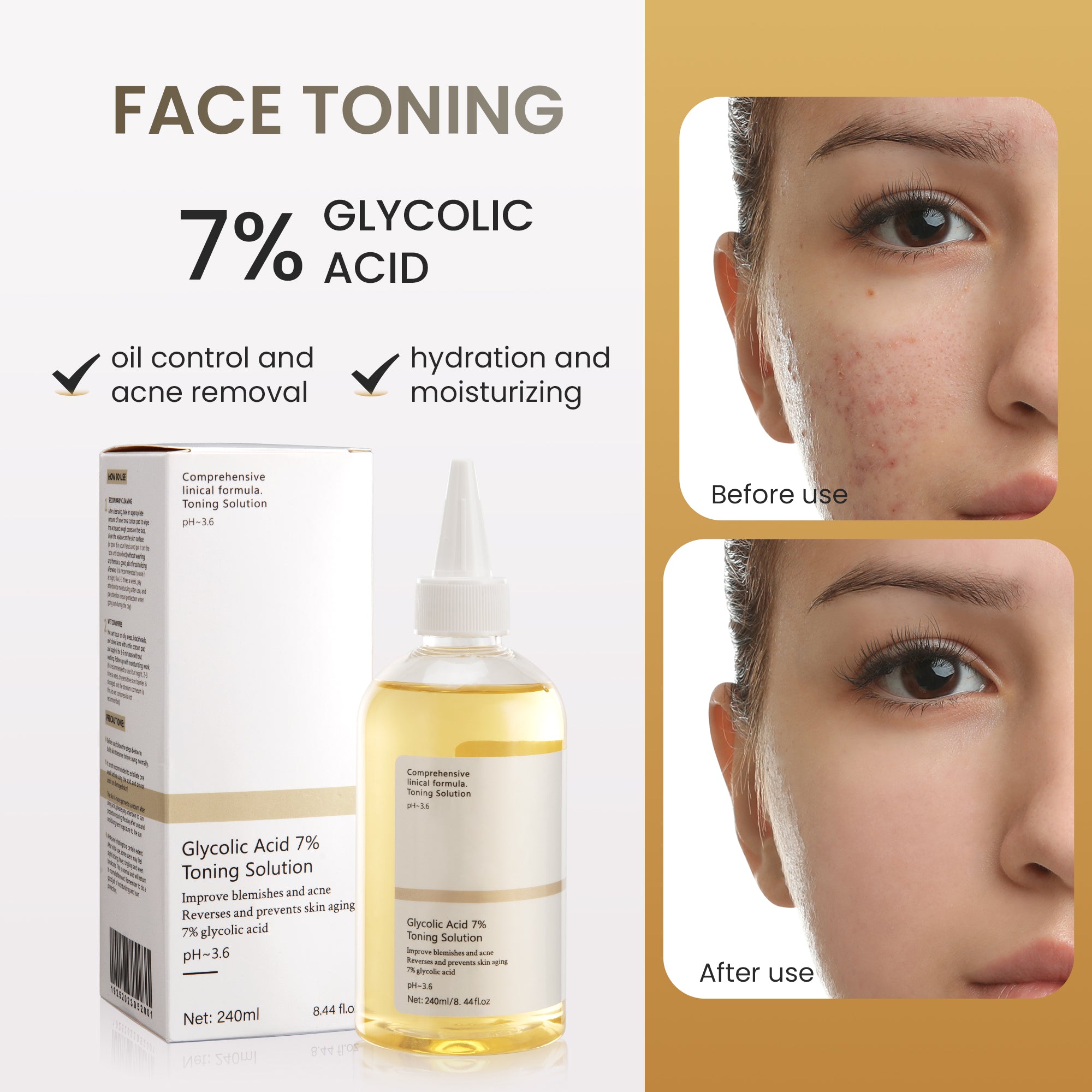 Glycolic Acid 7% Exfoliating Toner - 2 Pack (240ml x 2) – Gently Exfoliates & Hydrates