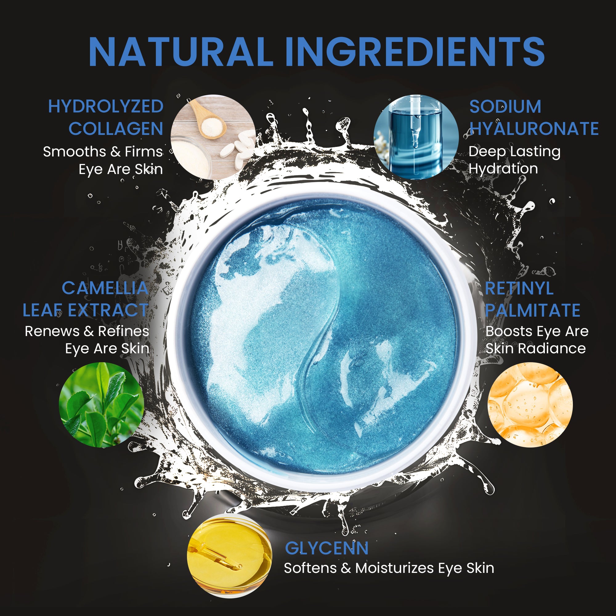 Ouwald Under Eye Patches, Eye Mask for Dark Circles, Puffy Eyes, Eye Bags & Wrinkles, Anti-Aging Hyaluronic Acid Eye Pads, 30 Pairs