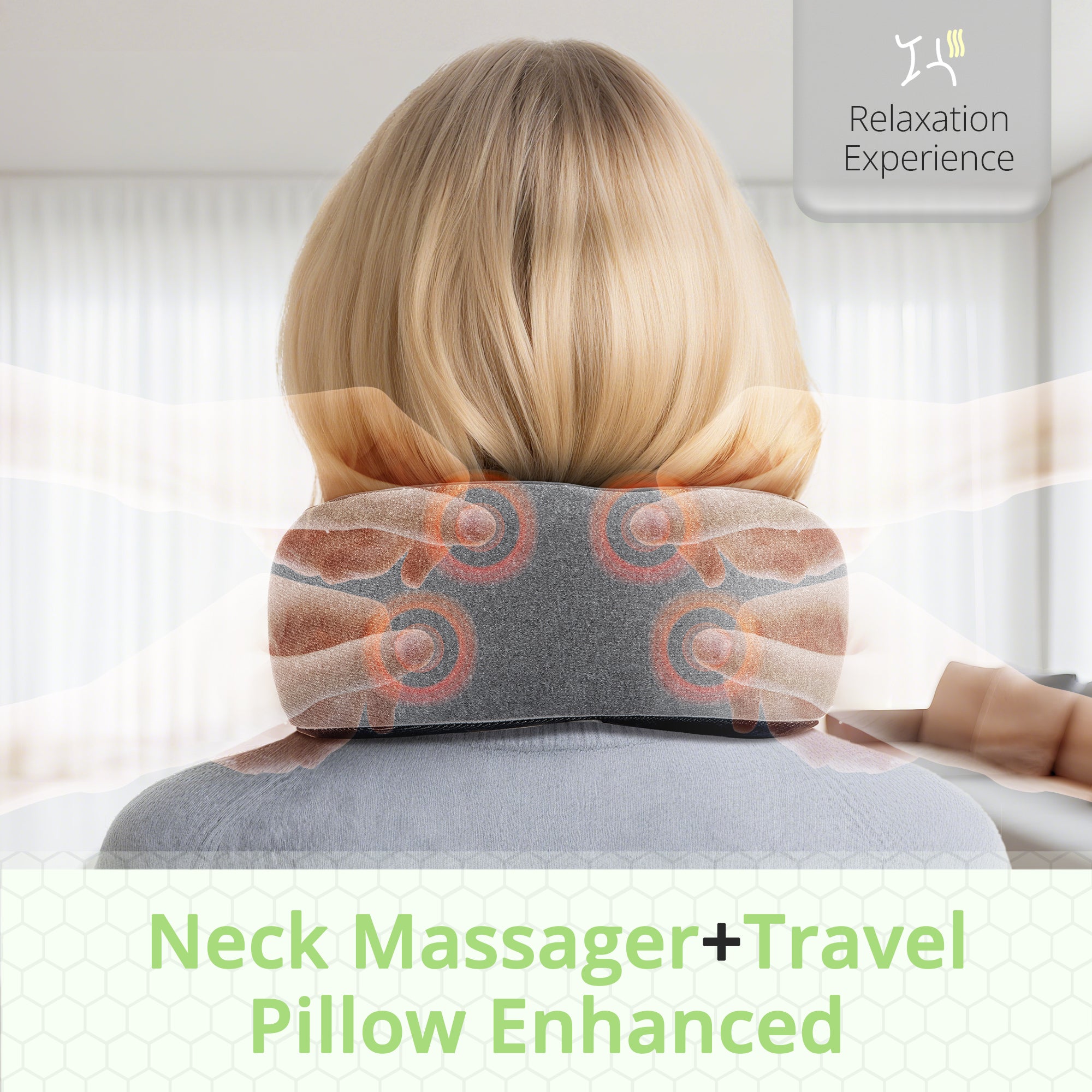Neck Massager Pillow with Heat, Suerbeaty Portable Shiatsu Neck Massage Pain Relief Deep Tissue,Heated Pillow for Travel,Office & Home,Ideal Gift for Her,Him