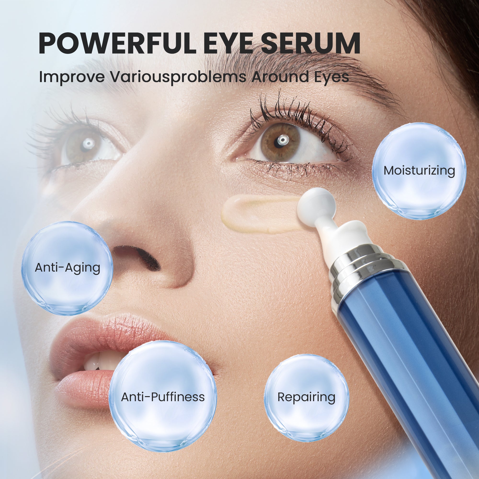 Eye Cream with 5% Caffeine & 8% Retinol for Dark Circles, Puffiness, Eye Bag and Wrinkles - Anti-aging Under Eye Cream for Women, Eye Serum with 360° Massage Roller Ball, 0.5 fl.oz