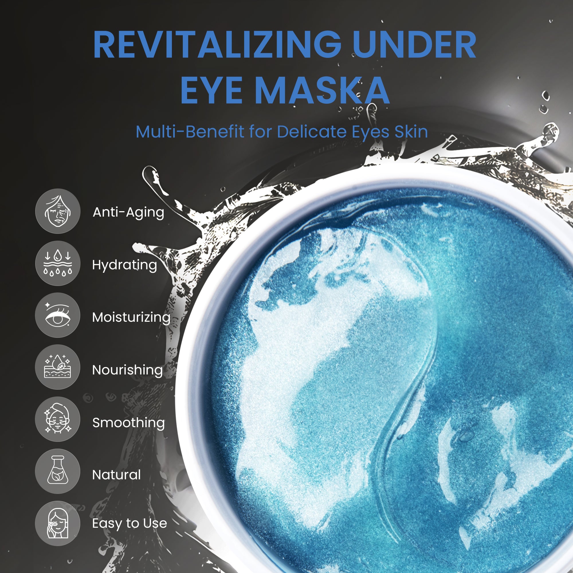 Ouwald Under Eye Patches, Eye Mask for Dark Circles, Puffy Eyes, Eye Bags & Wrinkles, Anti-Aging Hyaluronic Acid Eye Pads, 30 Pairs