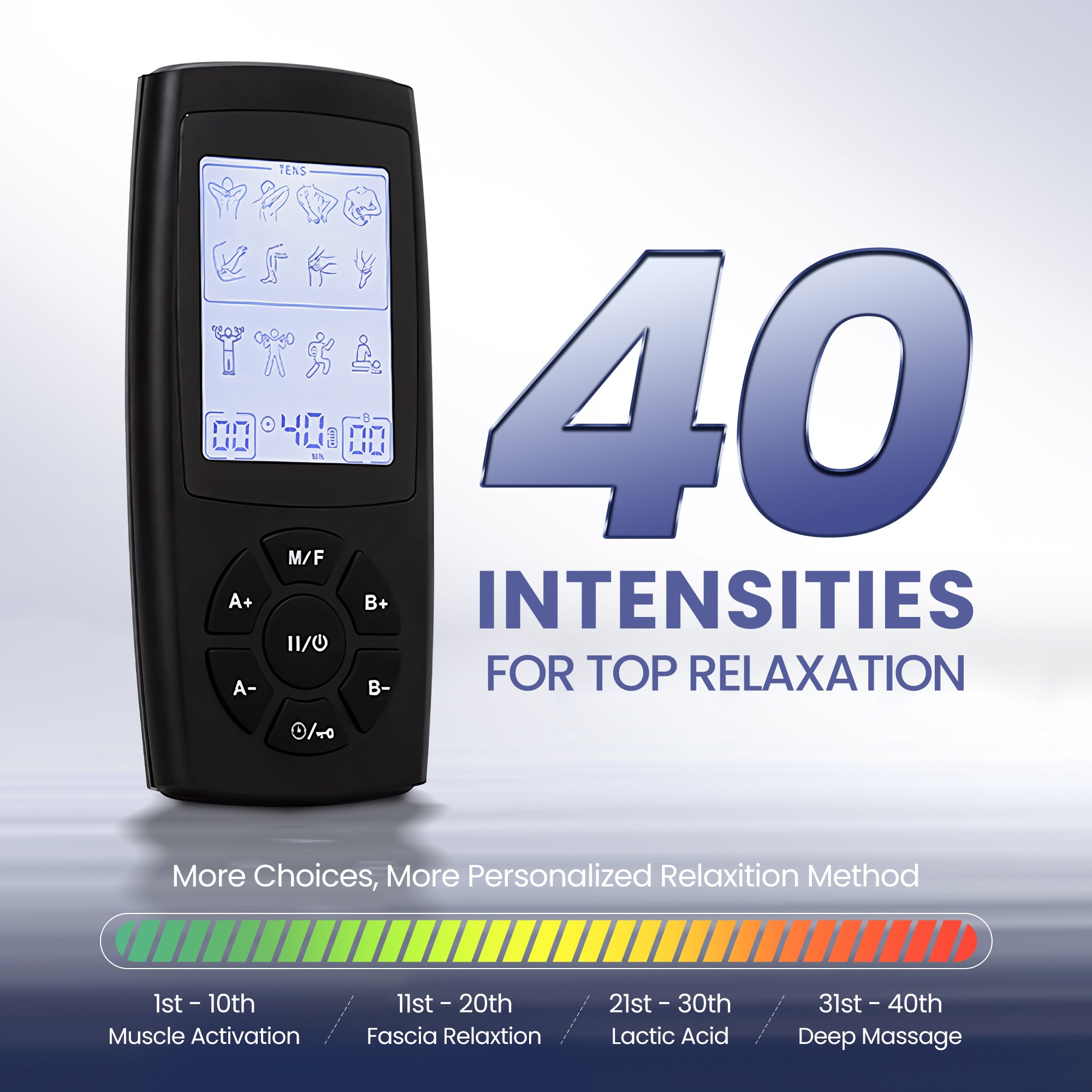 Ouwald TENS Unit Rechargeable Muscle Stimulator EMS Dual Channel with 10 Unit Replacement Electrode Pads, 28 Modes Electronic Pulse Massager for Back Neck Pain Management, Black