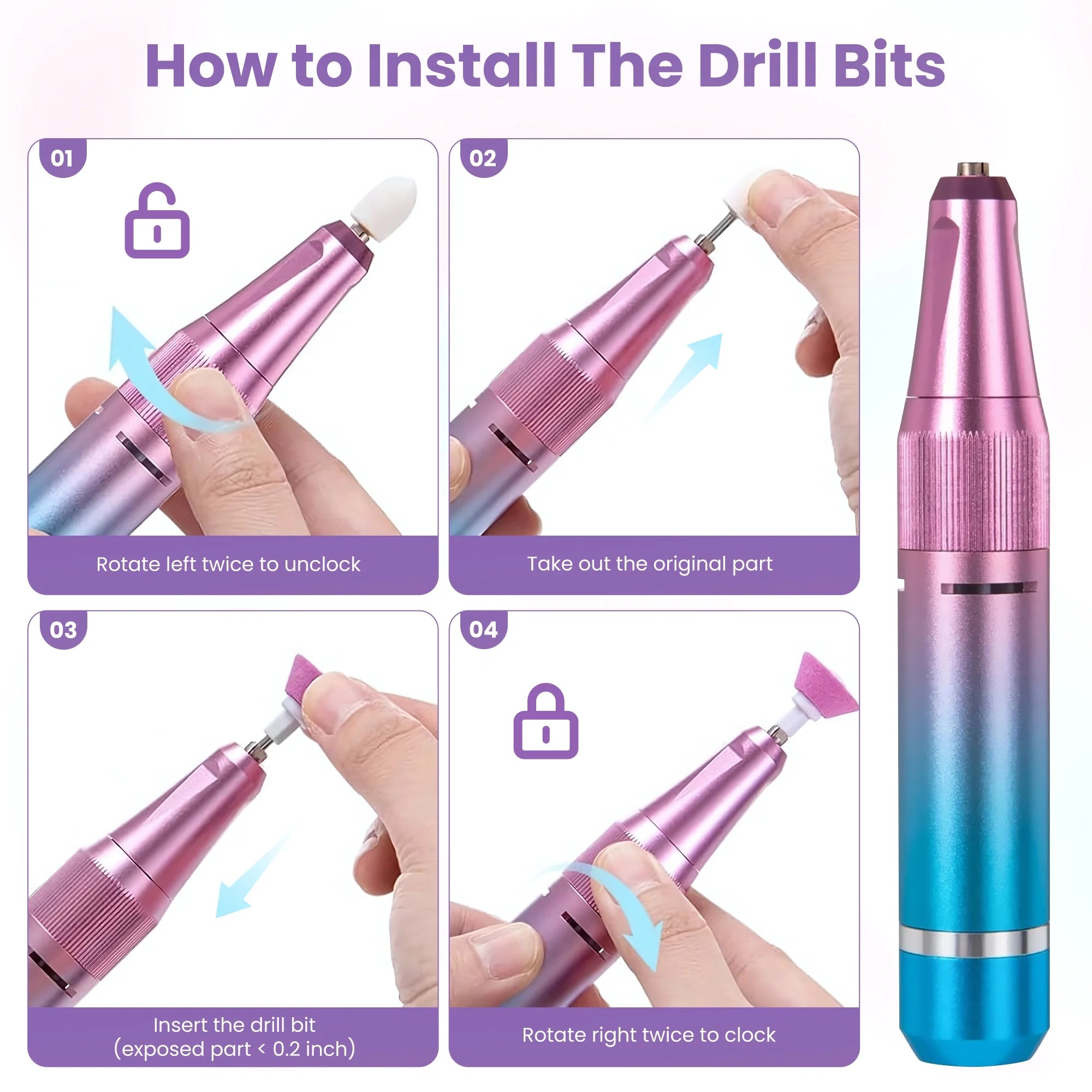 Nail Drill Kit – Rechargeable Electric File, 35,000 RPM with 18 Bits for Manicure & Pedicure