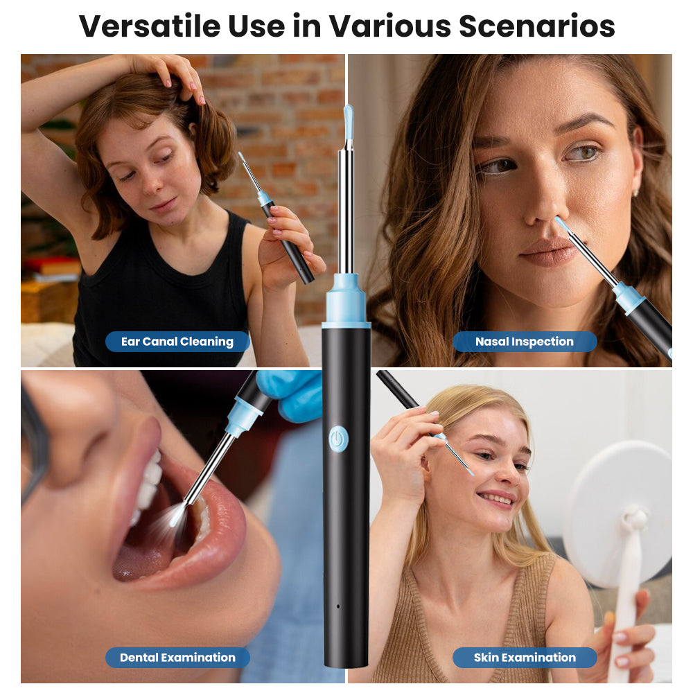 Ear Wax Removal, Ear Cleaner with 1080P Ear Camera, Wireless Earwax Removal Kit with 6 Ear Spoon and LED Light for Ear Cleaning
