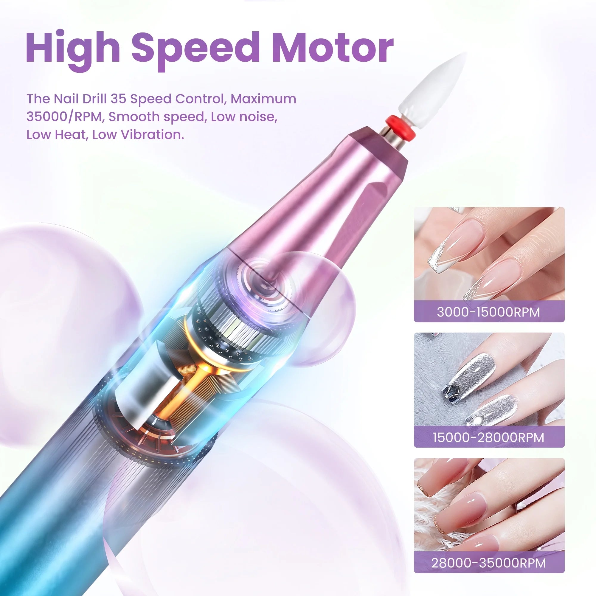 Nail Drill Kit – Rechargeable Electric File, 35,000 RPM with 18 Bits for Manicure & Pedicure