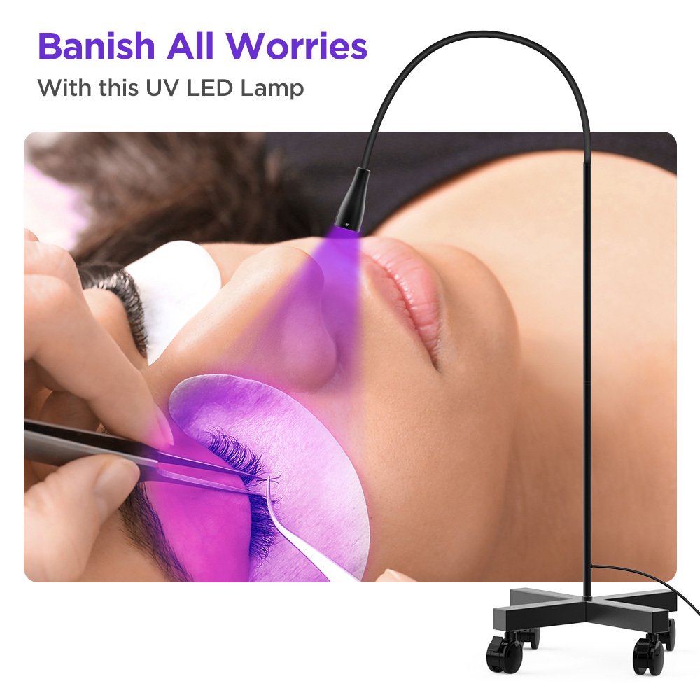 UV LED Lash Extension Lamp with Adjustable Gooseneck and Foot Pedal