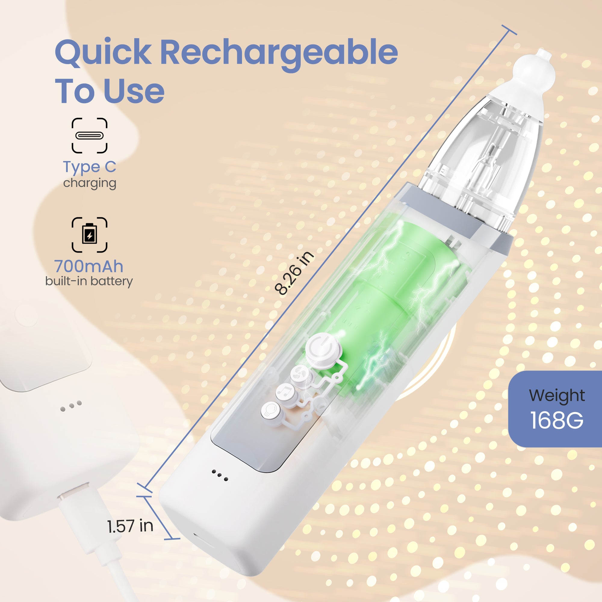 Suerbeaty Baby Nasal Aspirator, Powerful Nose Suction for Toddler, Baby Nose Sucker Adjustable 3 Levels of Suction, Music and Light