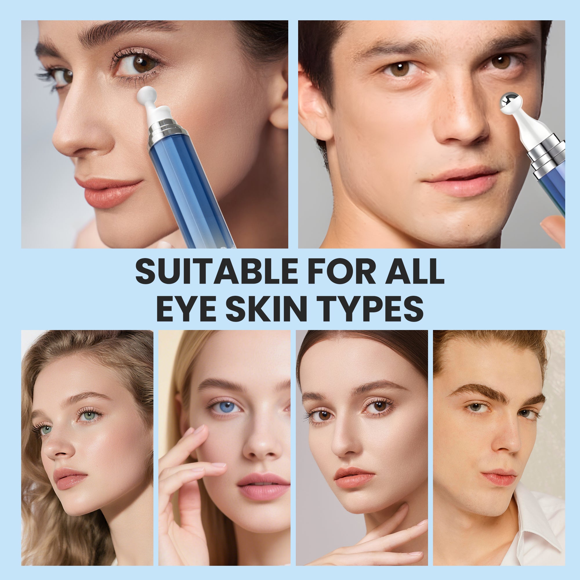 Eye Cream with 5% Caffeine & 8% Retinol for Dark Circles, Puffiness, Eye Bag and Wrinkles - Anti-aging Under Eye Cream for Women, Eye Serum with 360° Massage Roller Ball, 0.5 fl.oz