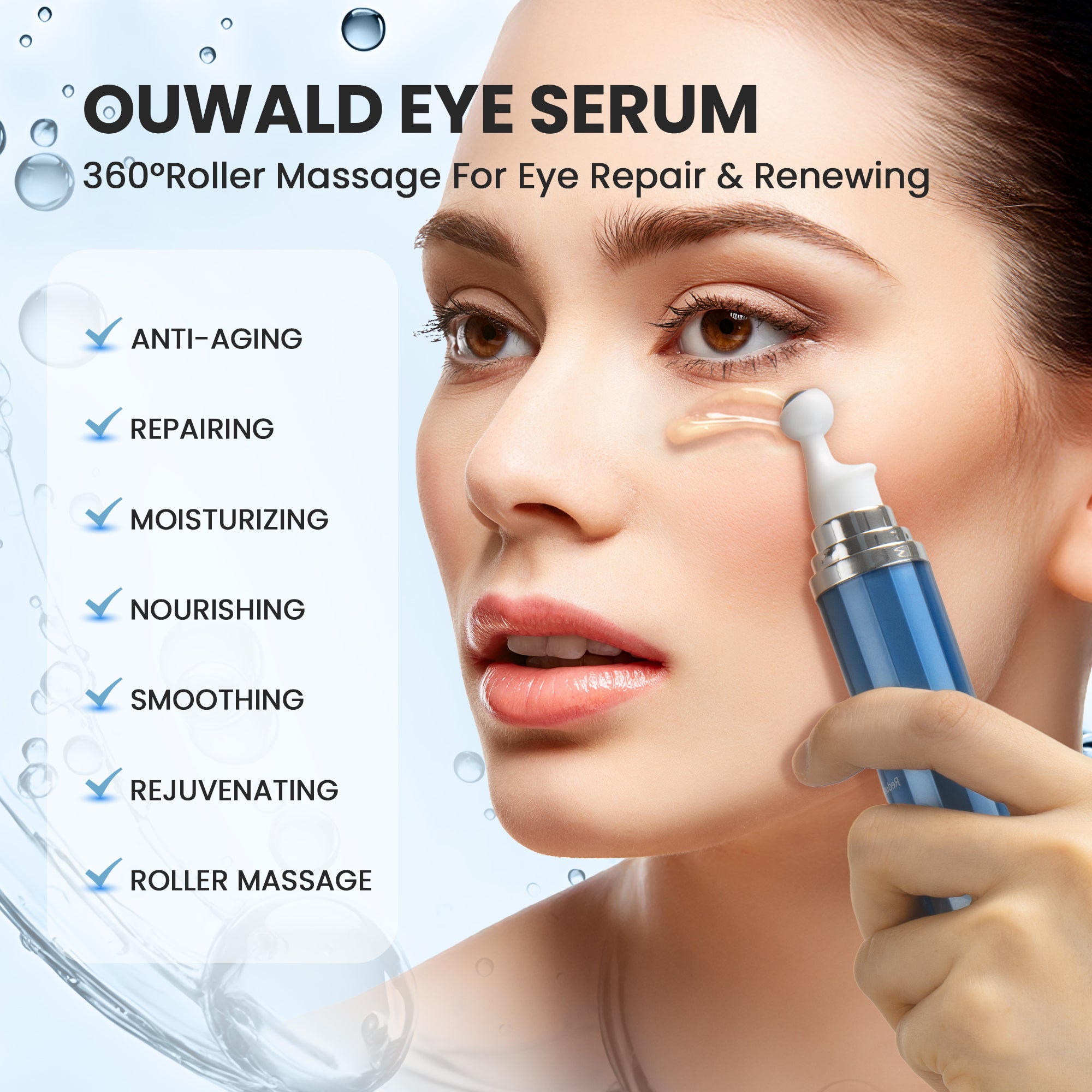 Eye Cream with 5% Caffeine & 8% Retinol for Dark Circles, Puffiness, Eye Bag and Wrinkles - Anti-aging Under Eye Cream for Women, Eye Serum with 360° Massage Roller Ball, 0.5 fl.oz