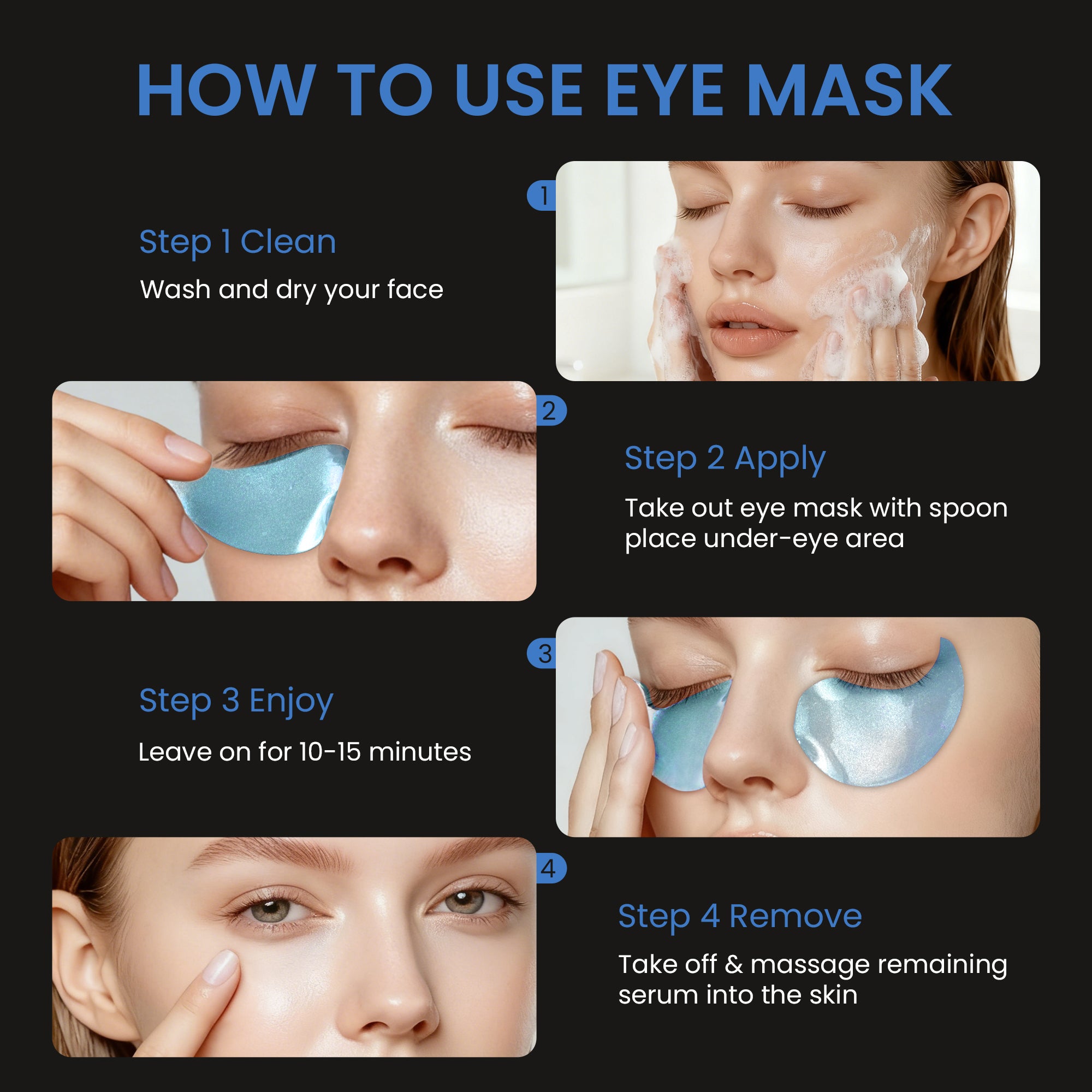 Ouwald Under Eye Patches, Eye Mask for Dark Circles, Puffy Eyes, Eye Bags & Wrinkles, Anti-Aging Hyaluronic Acid Eye Pads, 30 Pairs