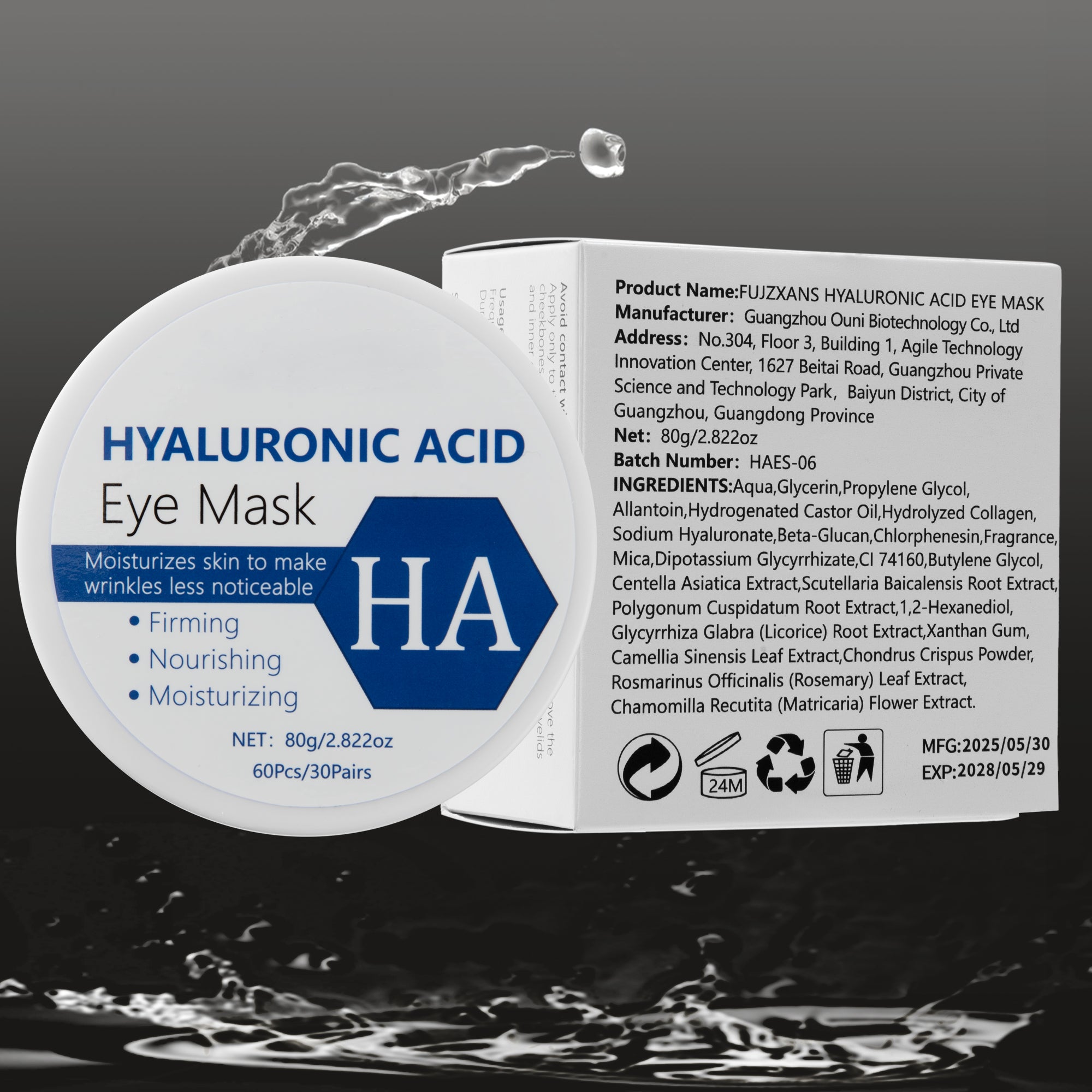 Ouwald Under Eye Patches, Eye Mask for Dark Circles, Puffy Eyes, Eye Bags & Wrinkles, Anti-Aging Hyaluronic Acid Eye Pads, 30 Pairs
