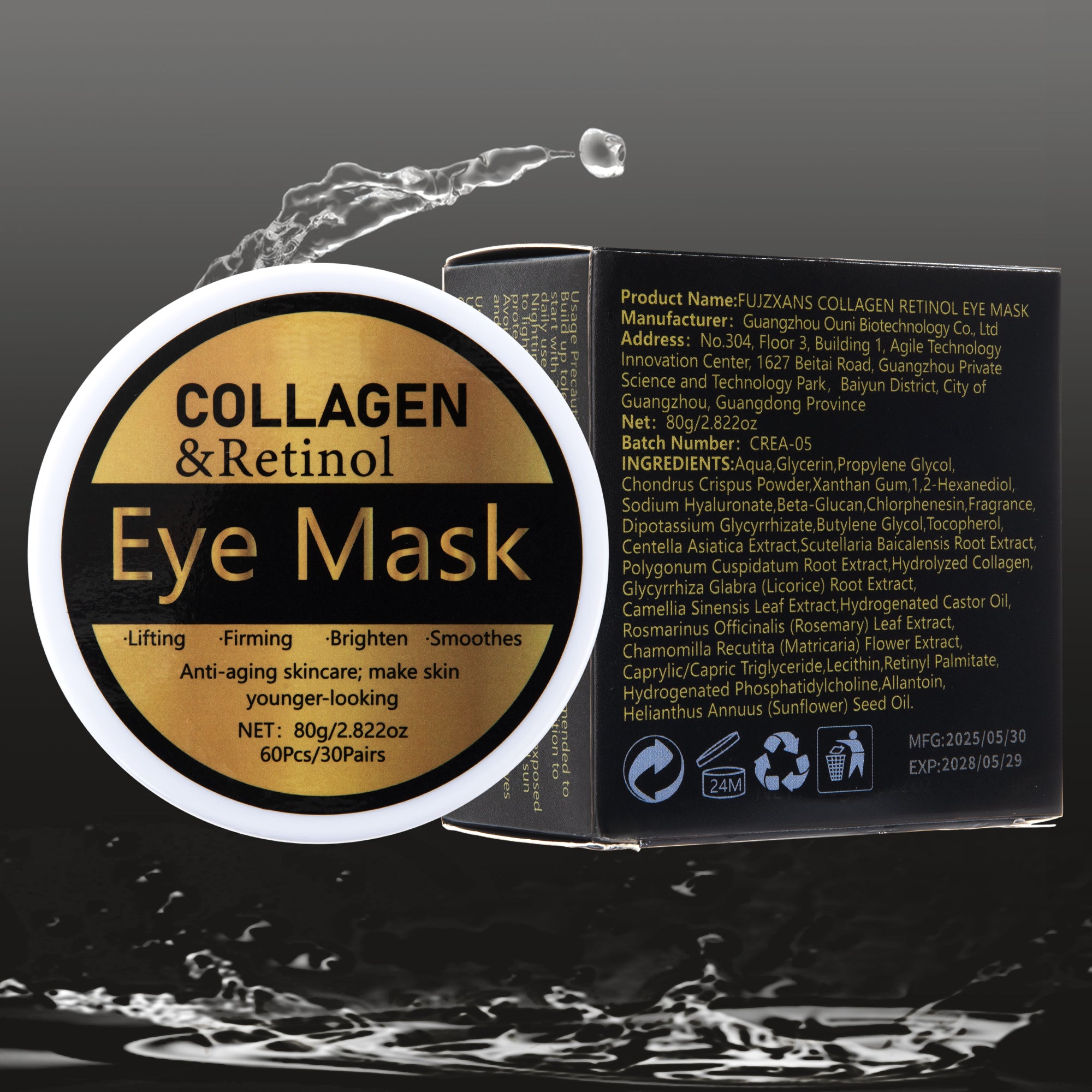 Ouwald Under Eye Patches, Eye Mask for Dark Circles, Puffy Eyes, Eye Bags, Wrinkles, Retinol & Collagen Anti-Aging Eye Pads, 30 Pairs