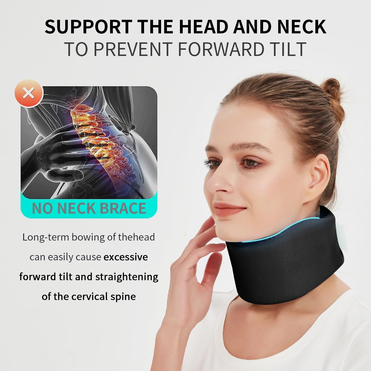 Suerbeaty Soft Neck Brace Universal Cervical Collar, Neck Brace for Sleeping Foam Wraps, Keep Vertebrae Stable for Relief of Cervical Spine Pressure Support for Women Man Pain Relief