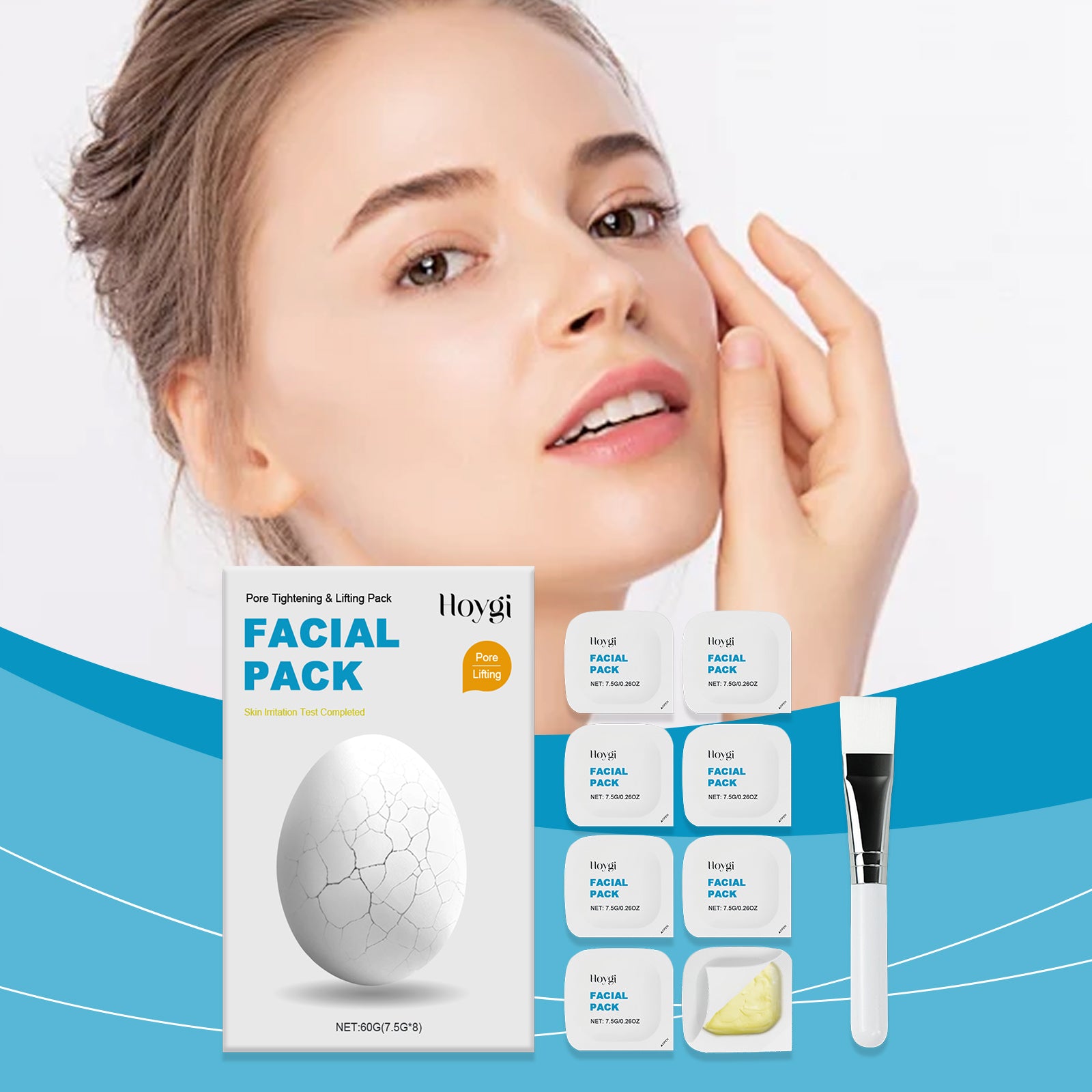 Zombie Face Mask – Hydrating, Firming Skincare Clay Mask for Pores & Wrinkles with Brush (8-Pack)