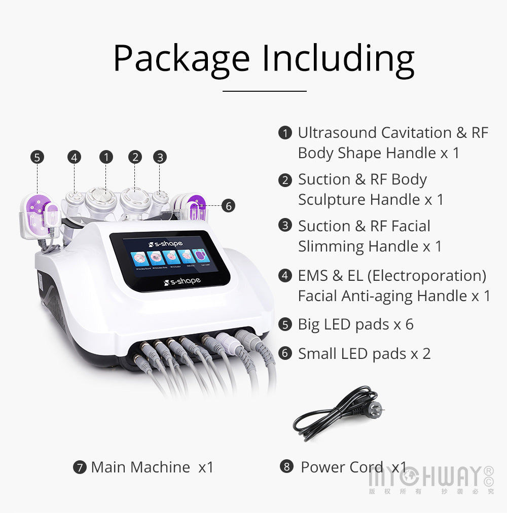 S Shape 6 in 1 30K Cavitation RF Body Sculpting Facial Anti-Aging Skin ...