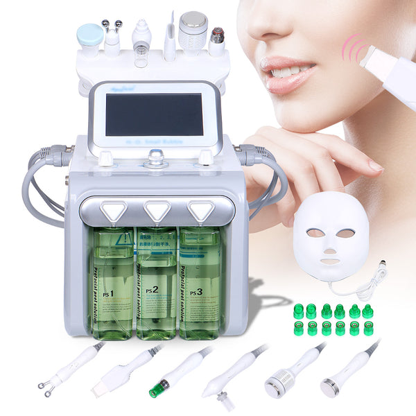 6 in 1 Hydra Water Peeling Diamond Dermabrasion Ultrasonic RF Facial Machine with LED Mask for Spa Salon Studio Home Use | SR-AF1318