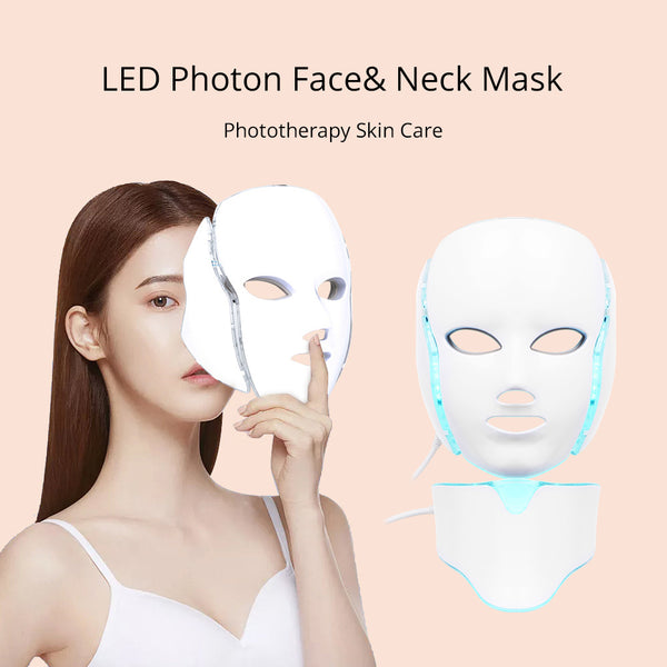 7 Colors LED Photon Facial&Neck Mask Photodynamic Therapy PDT Skin Rejuvenation for Home Use | LT-110F